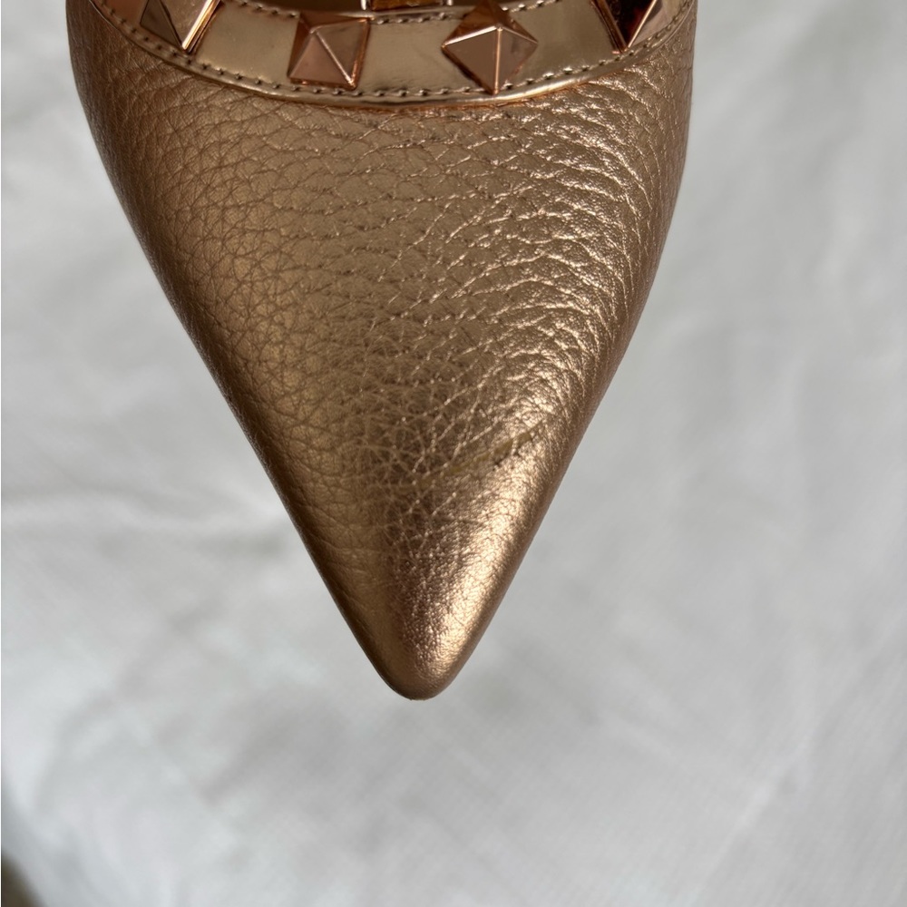SOLD - DESIGNER Valentino Gold Studded Heels with Strappy Design - Picture 3 of 8